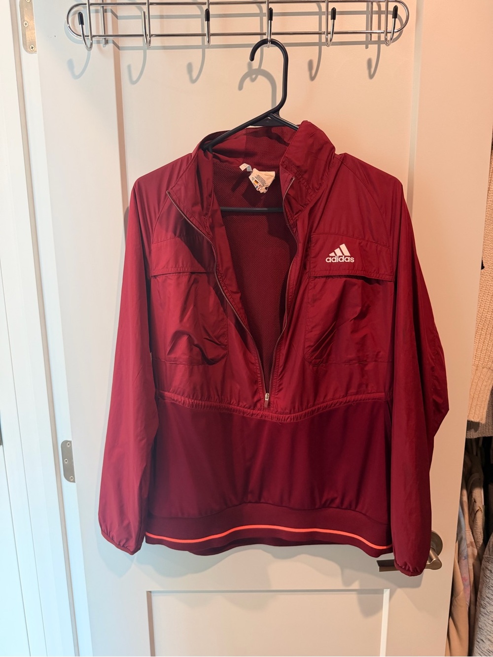 adidas Burgundy Zip-Neck Athletic Jacket